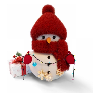 红色帽子和围巾的超可爱卡通雪人220310png图片素材