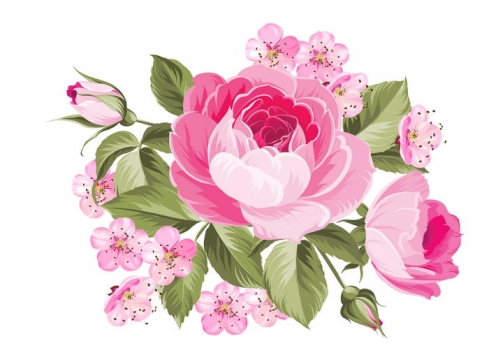 彩绘风格雍容华贵的牡丹花花卉图片免抠矢量图素材