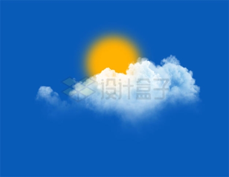 太阳和一大朵逼真的云朵白云效果7367184PSD免抠图片素材