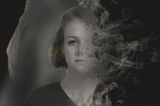 烟雾白烟人像照片效果特效模板2852392免抠图片素材