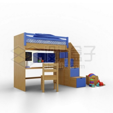 卡通宿舍儿童房交错式双层床3D模型3501970矢量图片免抠素材
