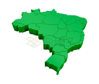 3D立体风格绿色巴西国家地图5087579PSD免抠图片素材