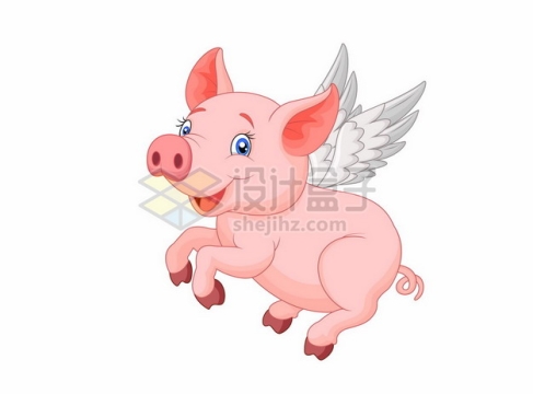 长着翅膀的粉色小猪卡通飞猪7944540矢量图片免抠素材