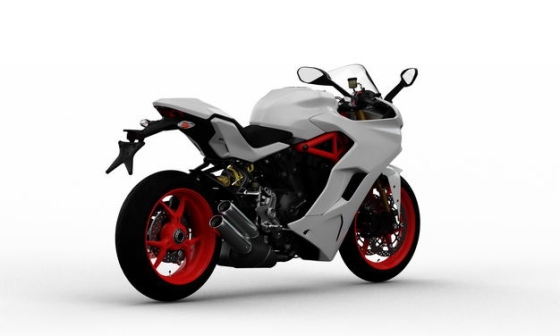 3D立体白色运动摩托车后右视角8791677png图片免抠素材