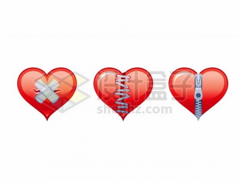 三款缝补的红心打补丁的心形图案667998矢量图片免抠素材