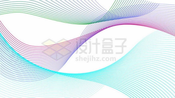 抽象蓝色紫色绿色线条波浪线曲线组成的装饰图案9159130向量图片素材