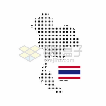 黑色圆点组成的点阵泰国地图和国旗3311367矢量图片免抠素材