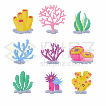 9款卡通珊瑚海葵海底世界2537596矢量图片免抠素材
