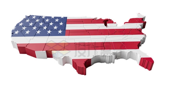 覆盖了国旗的3D立体风格美国地图7973546PSD免抠图片素材