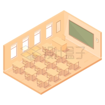 2.5D风格学校教室课堂内部结构图5546032矢量图片免抠素材