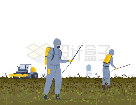 身穿防护服的农民在田间喷洒农药4492151矢量图片免抠素材