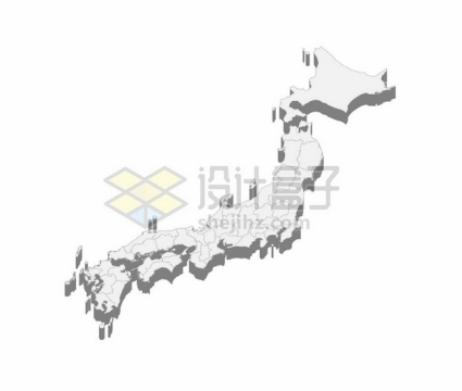 日本地图3D立体阴影地图4933062矢量图片免抠素材