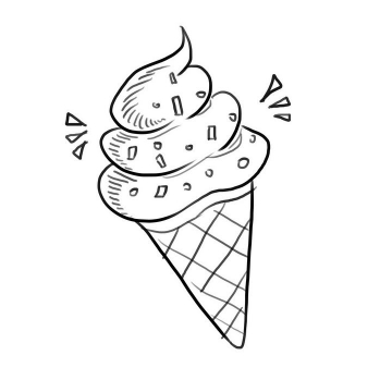 手绘线条素描风格冰淇淋甜筒冷饮简笔画图片免抠素材
