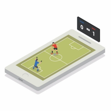 2.5D风格手机上的足球游戏5573537矢量图片免抠素材