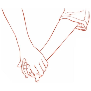 手牵手的情侣情人节手绘线条素描插画337792免抠图片素材
