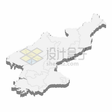朝鲜地图3D立体阴影地图4808226矢量图片免抠素材