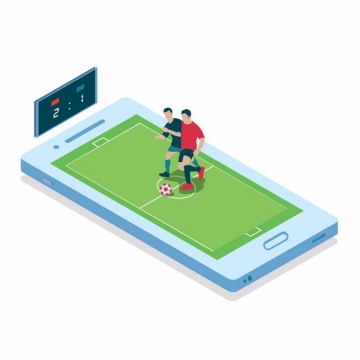 2.5D风格手机上的足球游戏3740954矢量图片免抠素材