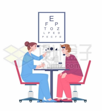 扁平化风格眼科医生在测量视力8798411矢量图片免抠素材免费下载