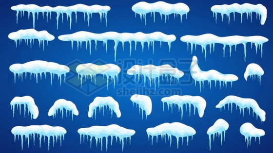 各种淡蓝色的卡通积雪冰挂效果5311089矢量图片免抠素材免费下载