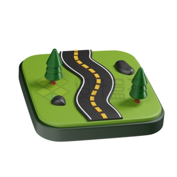 卡通草地上的公路道路3D模型2123942PSD免抠图片素材