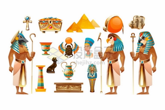 古埃及金字塔狗头神阿努比斯法老等文明元素3281768矢量图片免抠素材