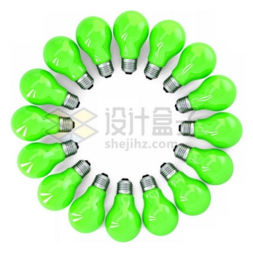3D立体绿色电灯泡围成一个圈3187176图片免抠素材