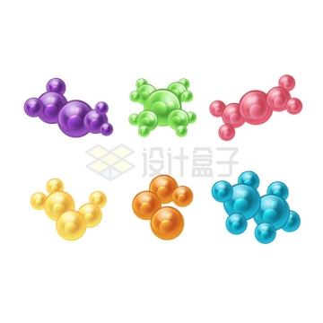 6款彩色分子结构模型7604909矢量图片免抠素材
