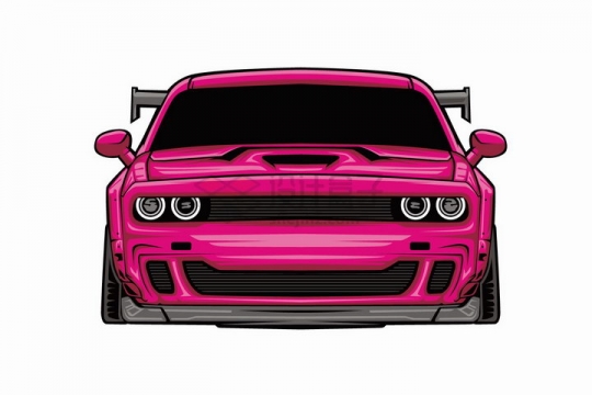 漫画风格粉红色跑车汽车正面图png图片免抠矢量素材
