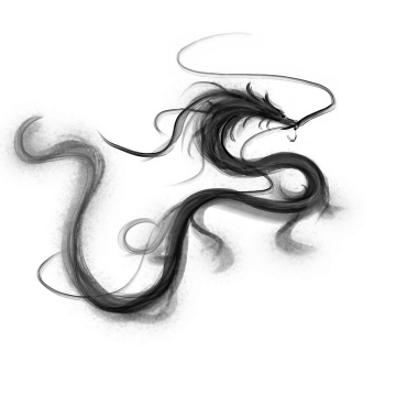 抽象黑色墨水组成的水墨画风格中国龙神龙图案png图片免抠素材