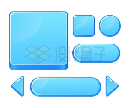 各种蓝色的卡通水晶按钮方向键等游戏元素UI设计4386296矢量图片免抠素材