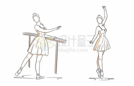 2个跳芭蕾舞的女孩手绘插画3482084矢量图片免抠素材免费下载