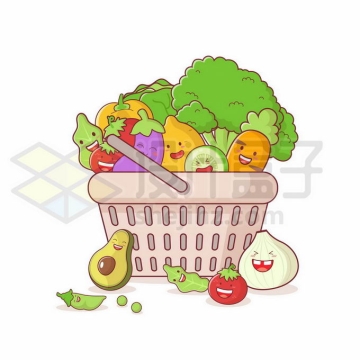 菜篮子中的各种卡通蔬菜3417151矢量图片免抠素材