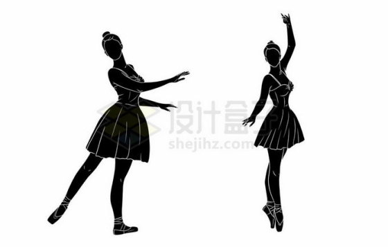 2个跳芭蕾舞的女孩剪影2669815矢量图片免抠素材免费下载
