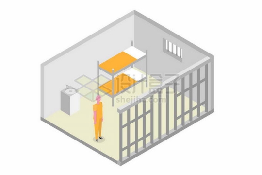 2.5D风格被关在监狱牢房中的犯罪分子服刑人员2539681矢量图片免抠素材