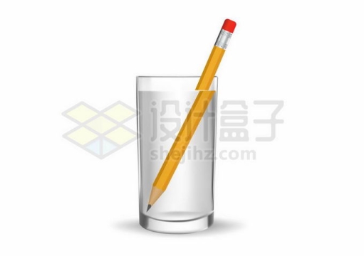 玻璃水杯中的铅笔光的折射现象初中高中物理科学实验配图4082248矢量图片免抠素材