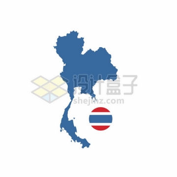 蓝色泰国地图和国旗5374352矢量图片免抠素材