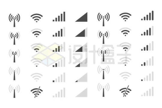 各种WiFi手机信号强弱信号图标1359772矢量图片免抠素材