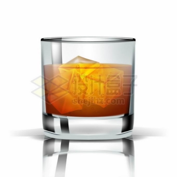 玻璃酒杯中的洋酒和冰块1575963矢量图片免抠素材