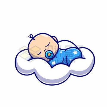 卡通宝宝趴在云朵里睡觉3889093矢量图片免抠素材