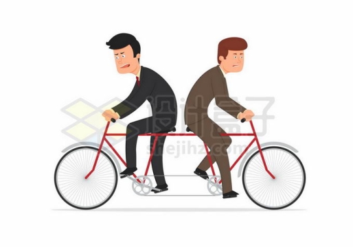 2个商务人士正在骑双向自行车象征了意见不统一效率低下插画1640565矢量图片免抠素材