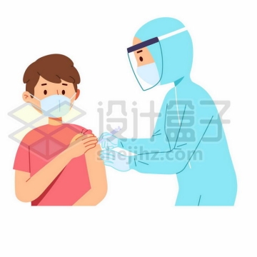 撸起袖子正在接受医生新冠疫苗注射打针手绘卡通插画6121778矢量图片免抠素材免费下载
