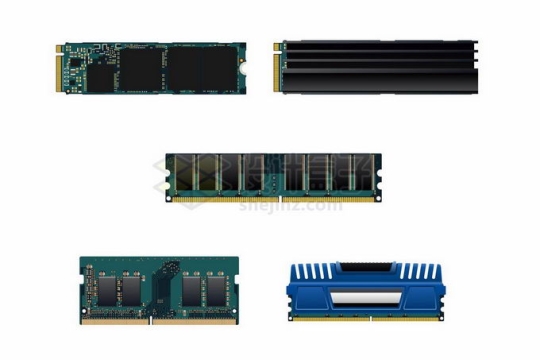5款台式机和笔记本内存条DDR5内存电脑配件8327098矢量图片免抠素材