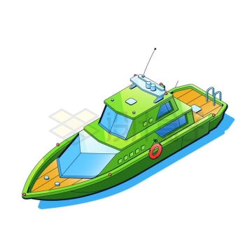 2.5D风格绿色的游艇5094141矢量图片免抠素材