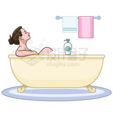 美女在浴缸中洗澡泡澡放松休闲生活2226117免抠图片素材