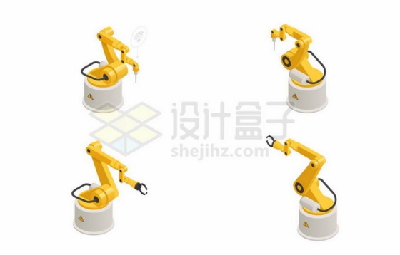 4款黄色机械手臂自动化机器人7942920矢量图片免抠素材