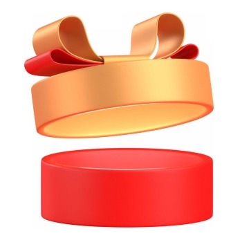 打开的圆形红色金色礼物盒3D模型1121972PSD免抠图片素材