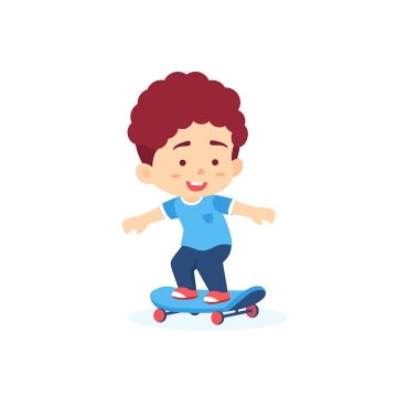 玩滑板的卡通小男孩png图片免抠矢量素材