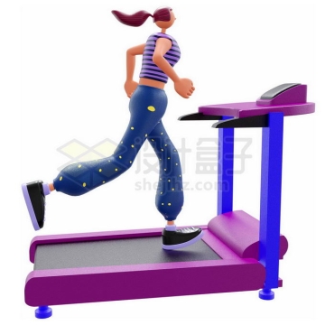 卡通女孩在跑步机上锻炼身体3D模型5560950PSD免抠图片素材