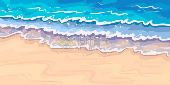 海滩沙滩上的浪花海浪小清新漫画背景图1020817矢量图片素材