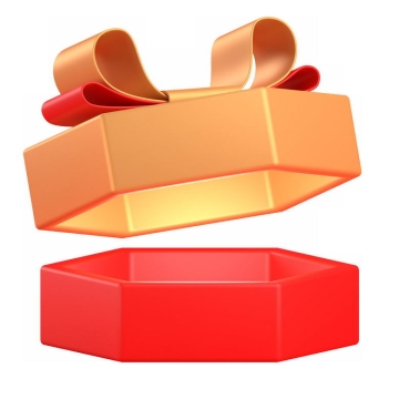 打开的六边形红色金色礼物盒3D模型2372850PSD免抠图片素材
